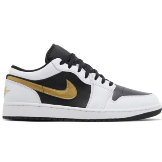 Air Jordan 1 Low Blanco Negro Metalizado Dorado Swoosh