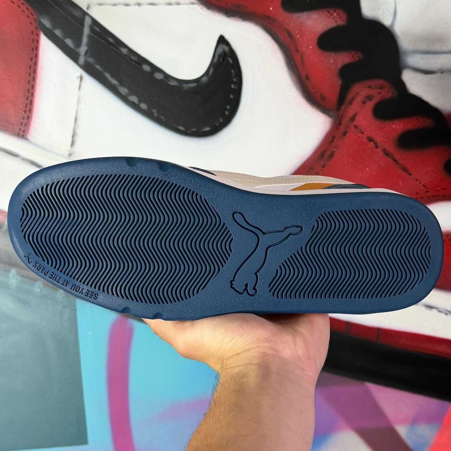 Tênis Puma Park Lifestyle BDP Branco Laranja e Azul (Pronta Entrega)