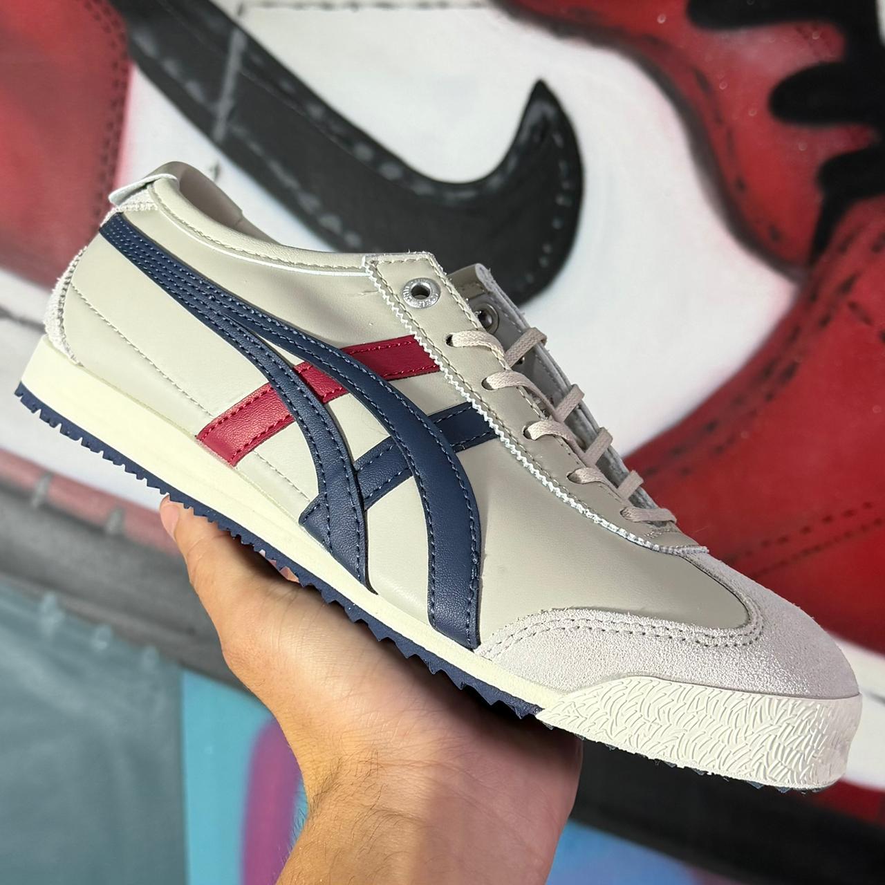 Tênis Onitsuka Tiger Mexico 66 SD Cream Peacoat Navy Red Bege (Pronta Entrega)